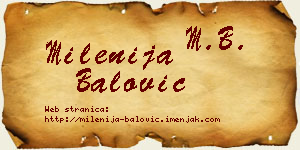 Milenija Balović vizit kartica